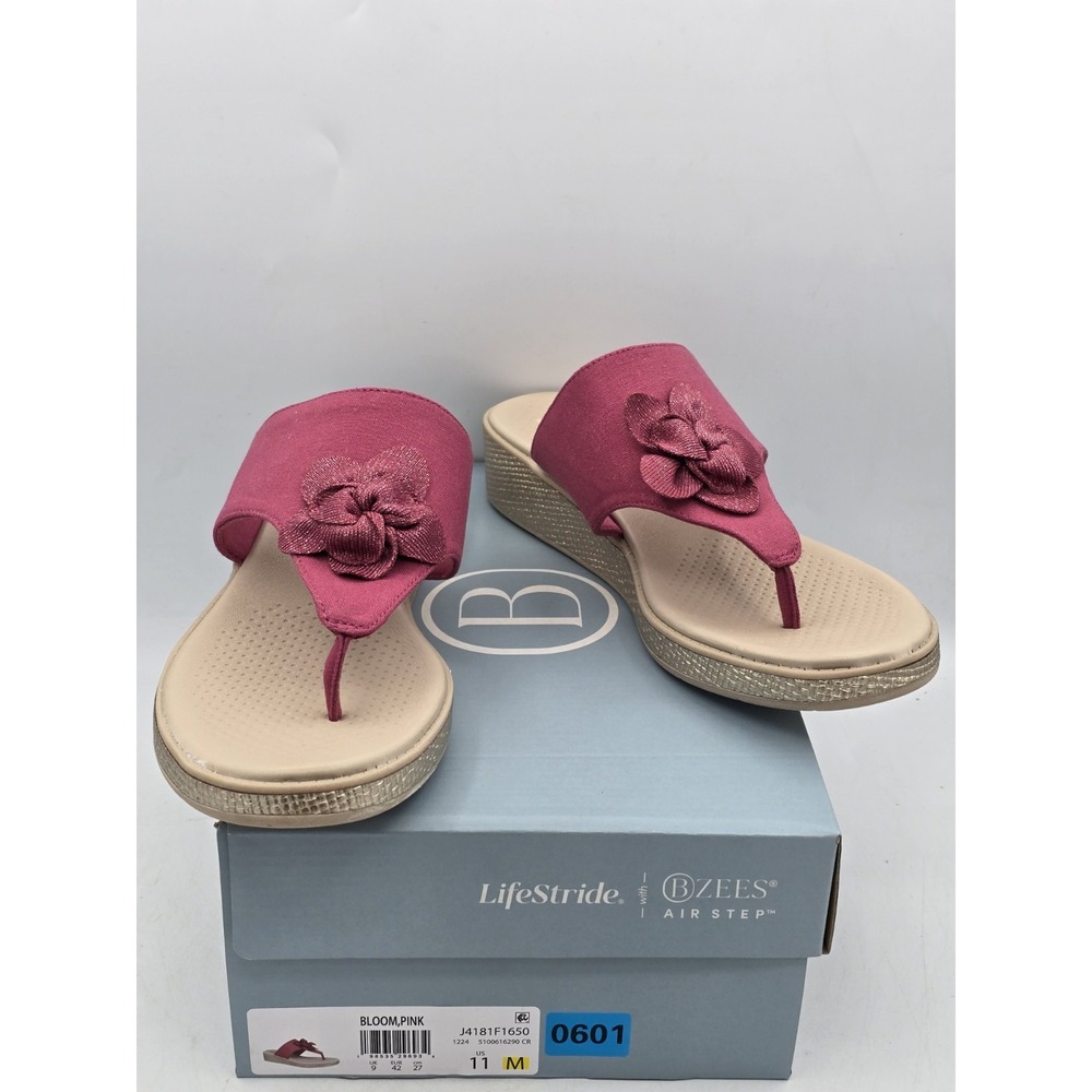 Bzees for LifeStride Women's Bloom Wedge Sandal‎ Pink - Sz 11 M NIB